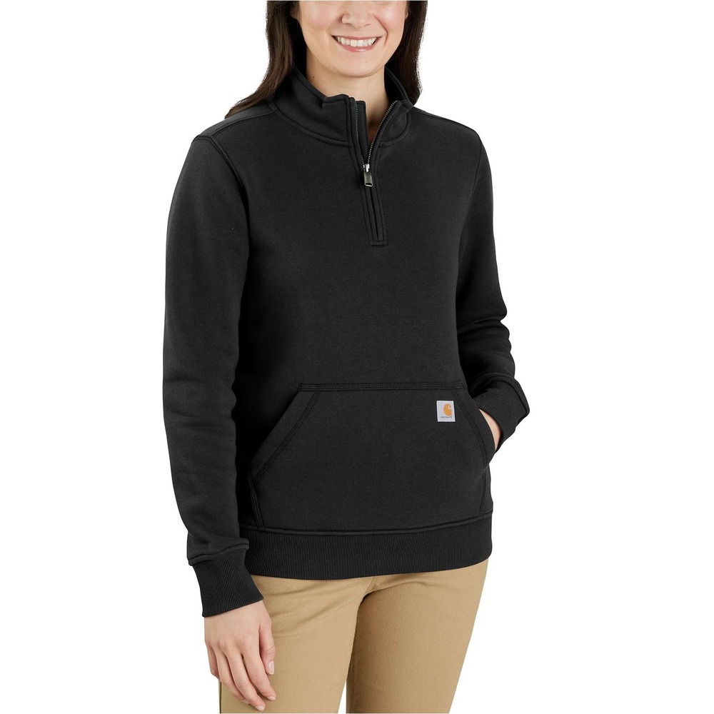 Carhartt Womens Tencel Quarter Zip Sweatshirt Black Relaxed Fit Small NEW